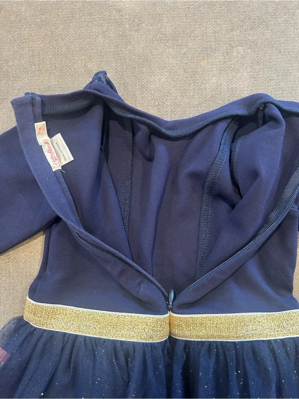 Billieblush Girls Navy Sparkle Tulle Dress with Gold Waistband Size 18 months